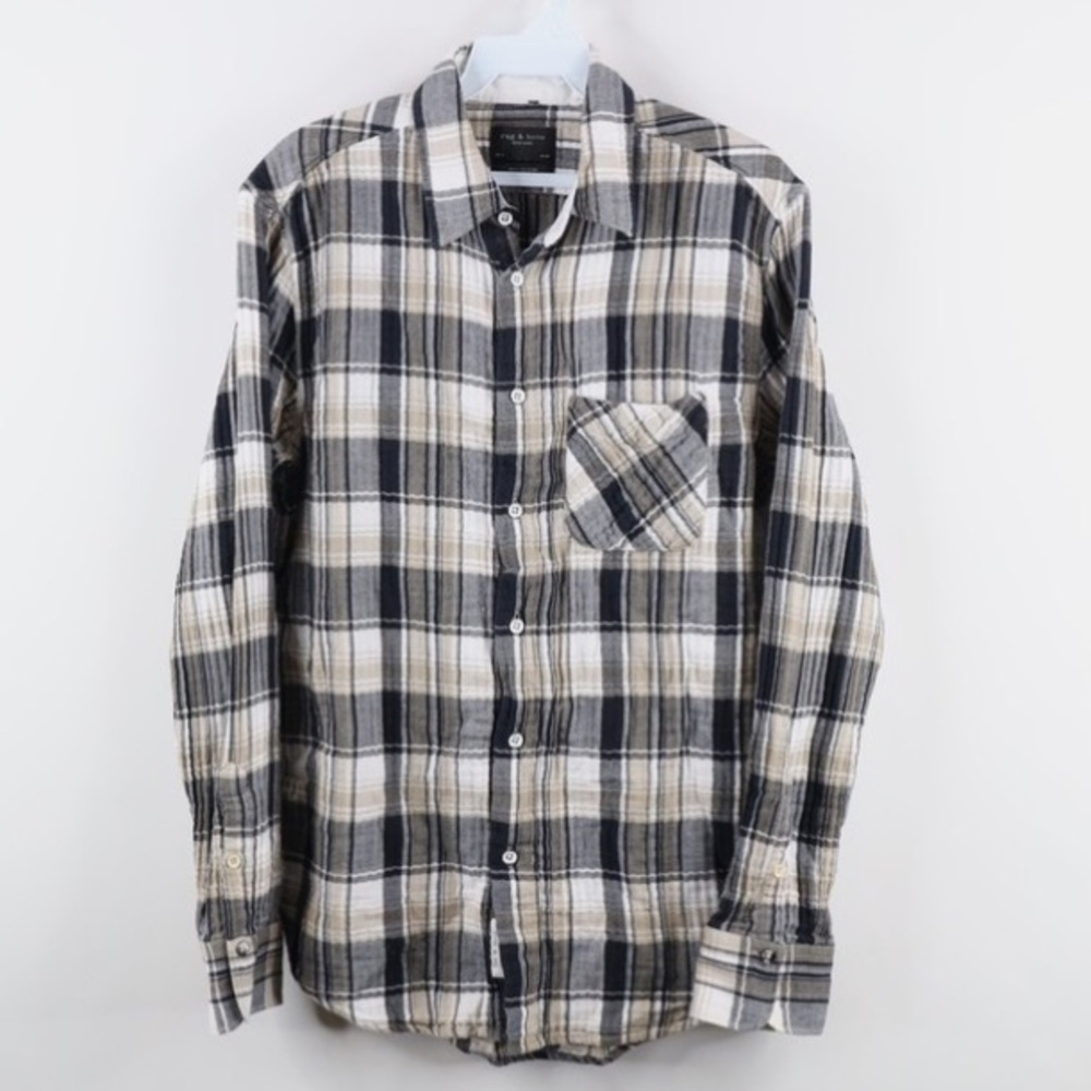 Rag & Bone Mens Collared Flannel Long Sleeve Button Front Plaid Shirt Size S - Picture 3 of 11